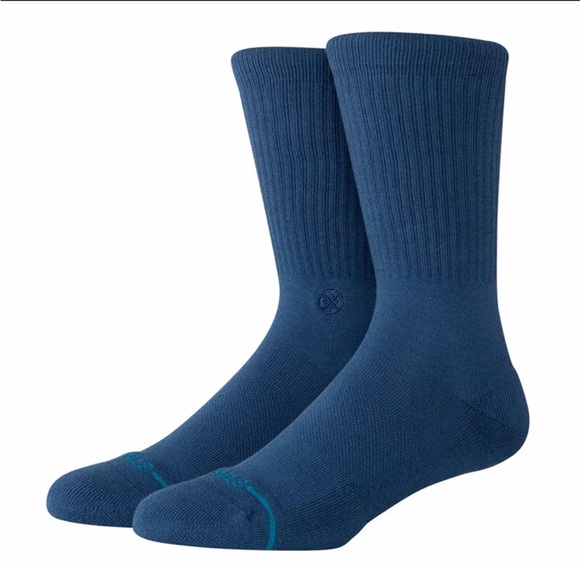 STANCE MEN’S CASUAL CREW HEIGHT MID CUSHION COMBED COTTON ICON DARK ROYAL NWT L - Picture 1 of 5